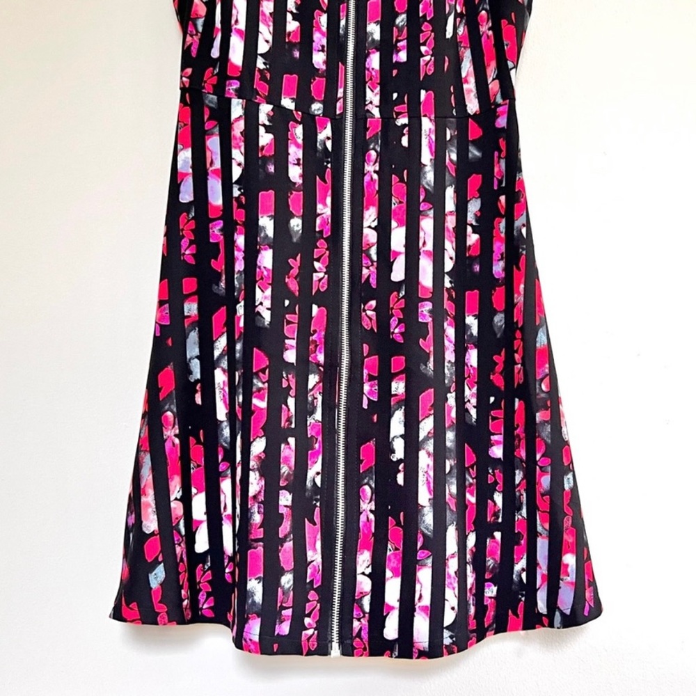 NWOT Forever 21 XS Floral Striped Front Zipper A-line Dress - Picture 7 of 11